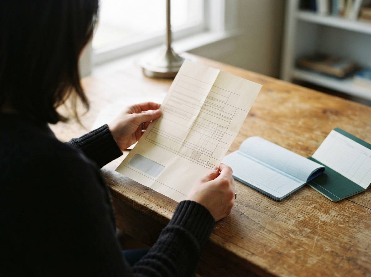 A close up of hands holding a printed bank statement showing interest earned.